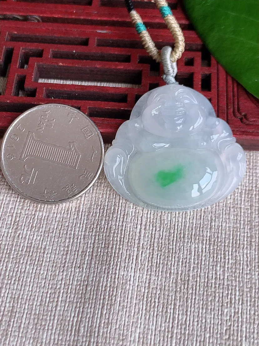 天然A货翡翠飘绿佛公吊坠尺寸30.4×33.5×5.7m量11.65g 0704