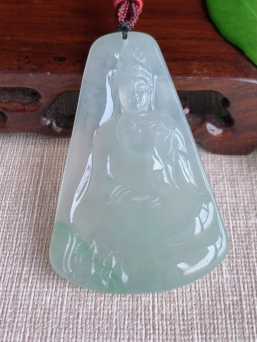 天然A货翡翠飘花观音吊坠尺寸56.8×37×5.2m量22.73g 0704