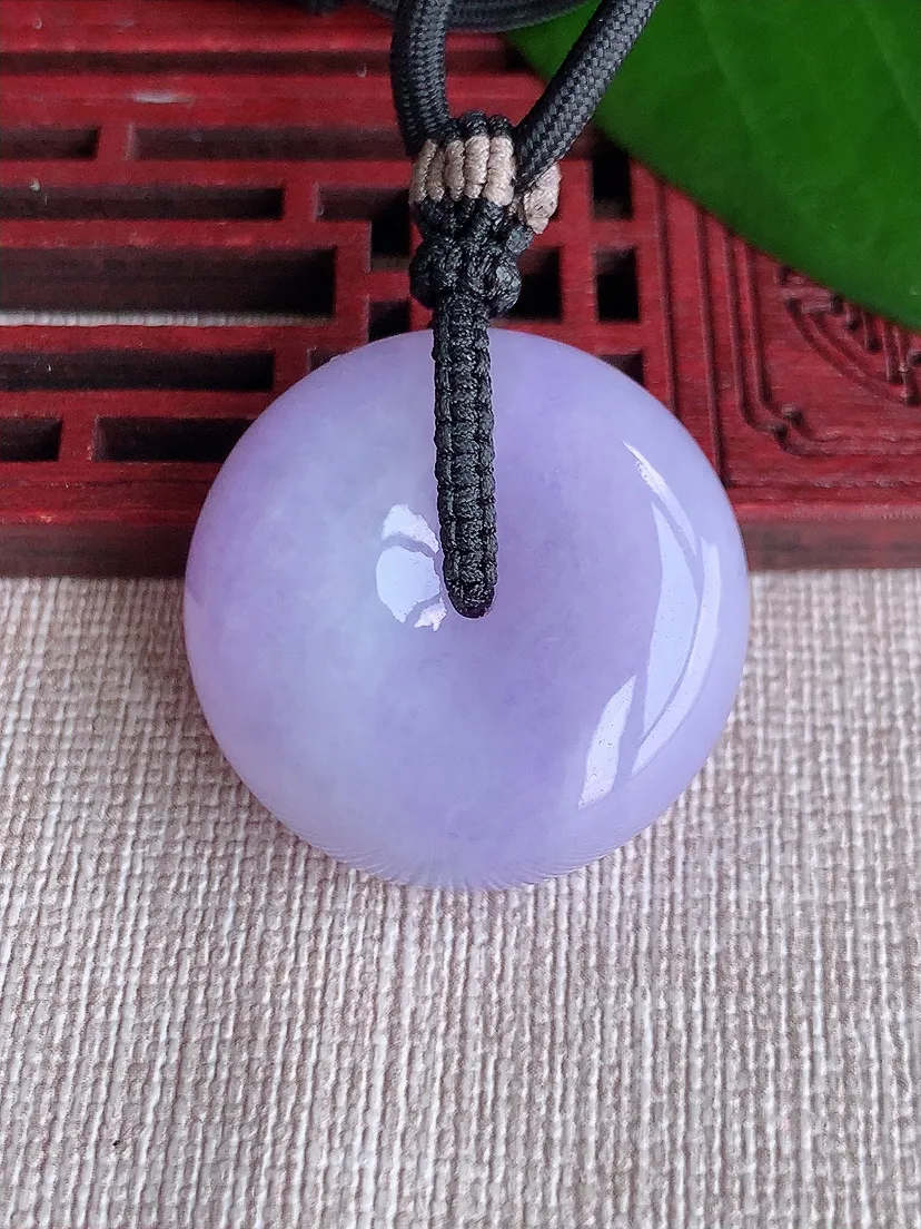 天然A货翡翠紫罗兰平安扣吊坠 尺寸28×11.8m量24.47g 0704