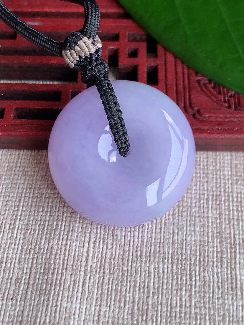 天然A货翡翠紫罗兰平安扣吊坠 尺寸28×11.8m量24.47g 0704