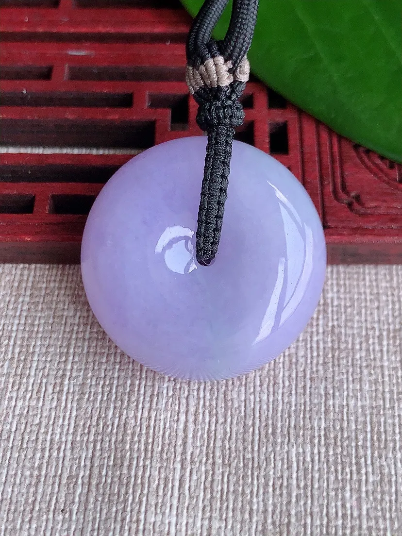 天然A货翡翠紫罗兰平安扣吊坠 尺寸28×11.8m量24.47g 0704