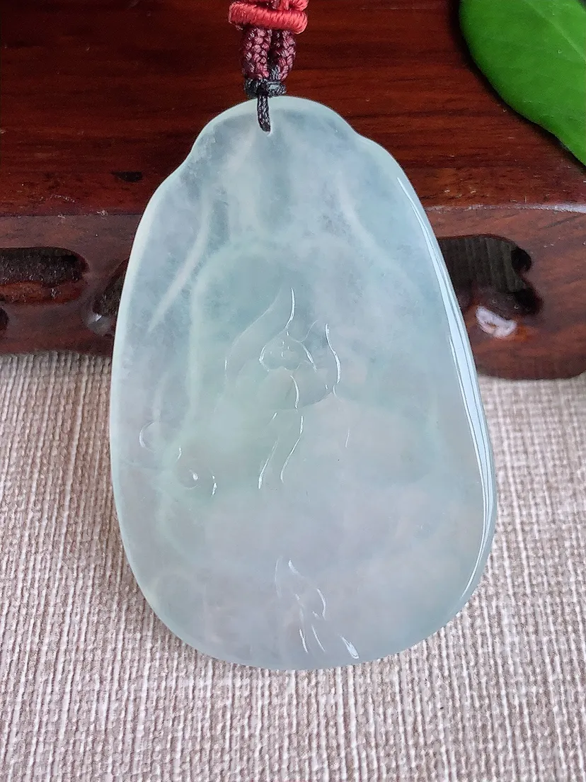 天然A货翡翠晴水大势至菩萨吊坠尺寸50.8×34.6×5m量21.37g 0704