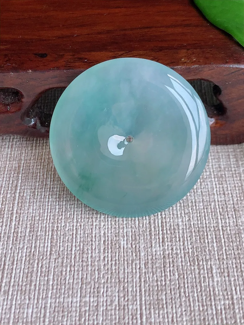 天然A货翡翠晴水平安扣吊坠尺寸34×5m量13.82g 0704