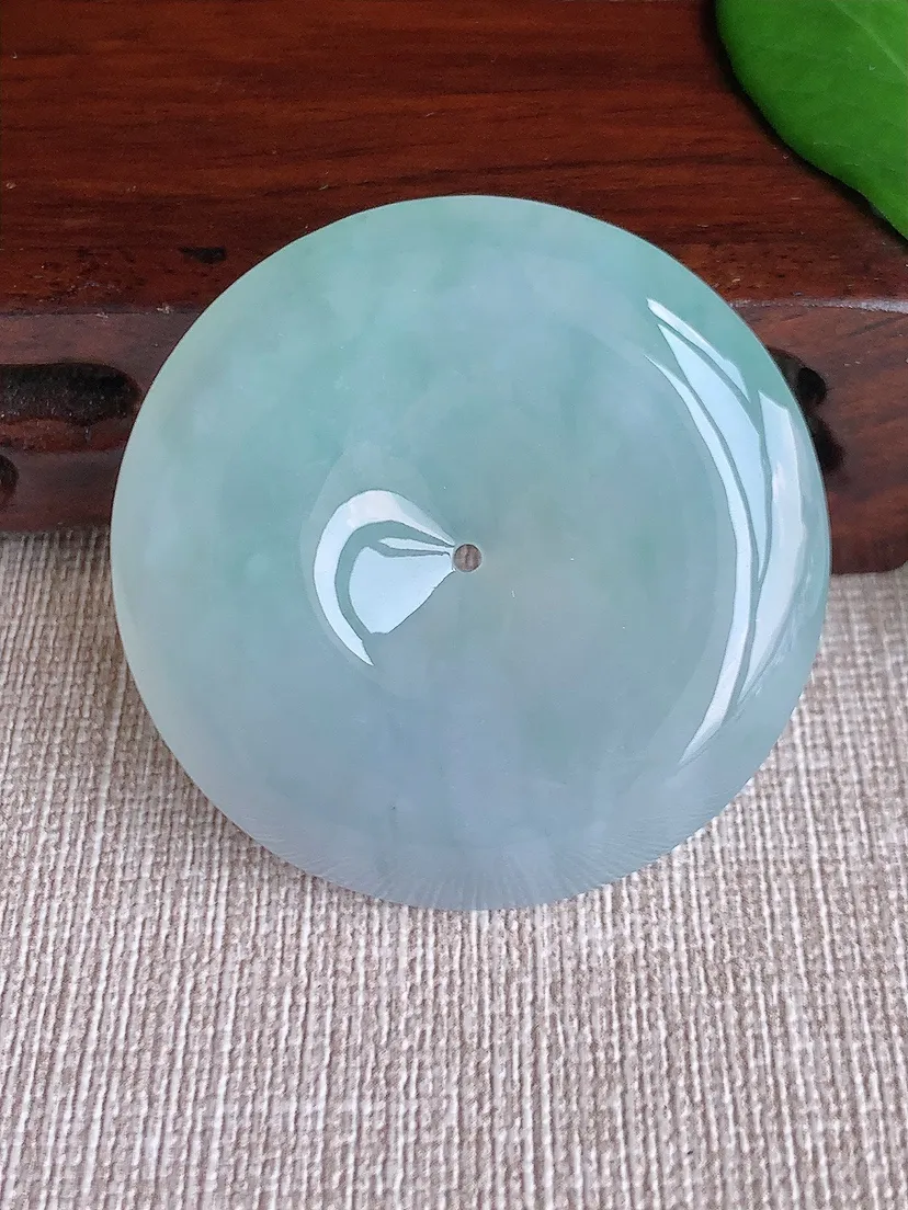天然A货翡翠晴水大平安扣吊坠尺寸42.4×8.5m量33.85g 0704
