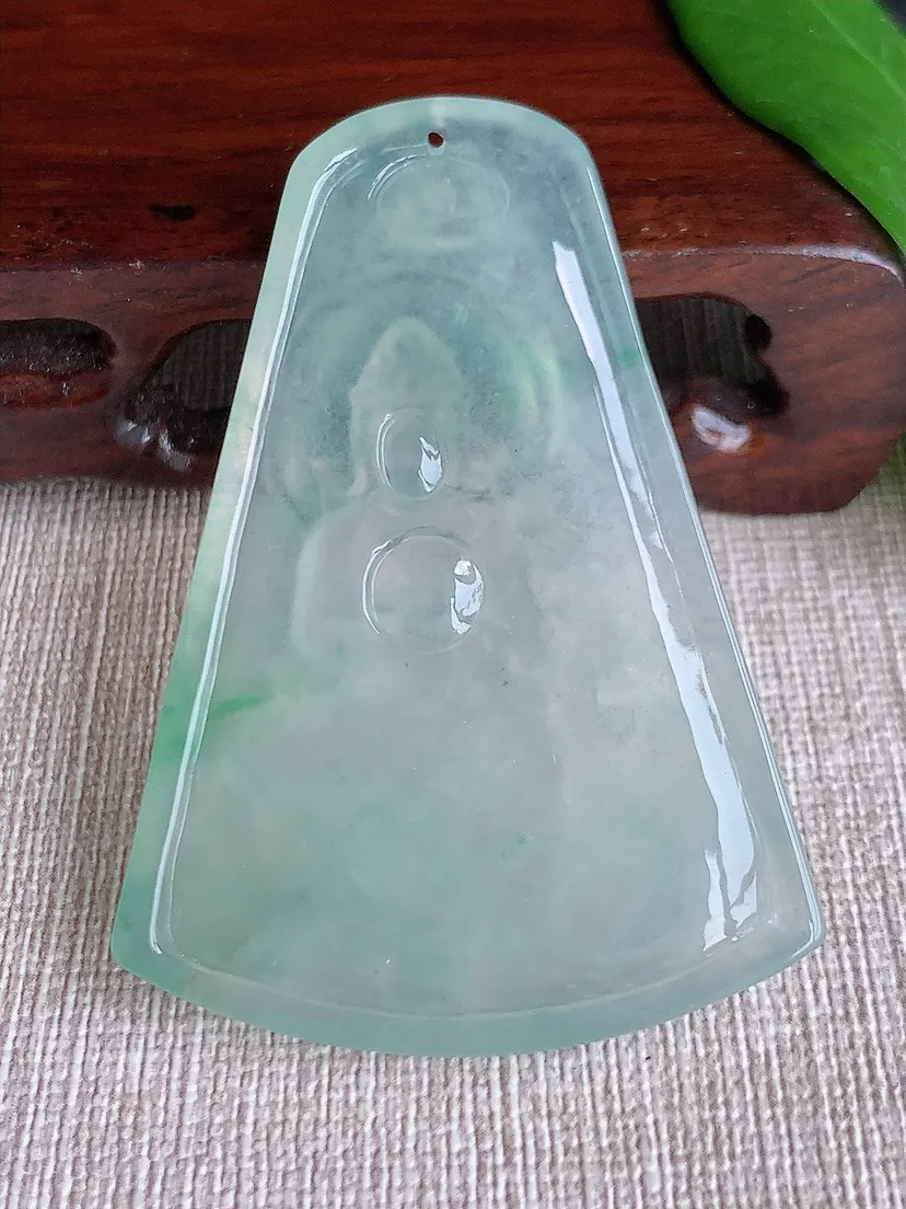 天然A货翡翠晴绿普贤菩萨吊坠尺寸58.4×41×4.8m量24.37g 0704