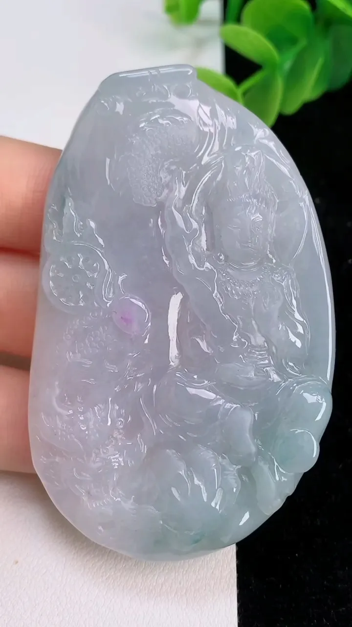 天然A货翡翠紫罗兰祥龙文殊菩萨吊坠，尺寸70-43.6-8，重量:51.09g
7月7日