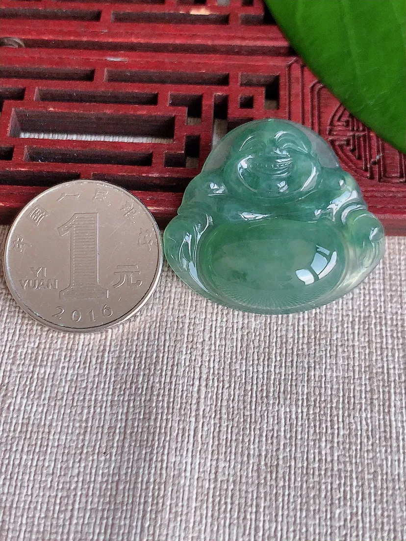 天然A货翡翠晴底佛公吊坠尺寸31.3×34.6×6.8m量11.00g 0709