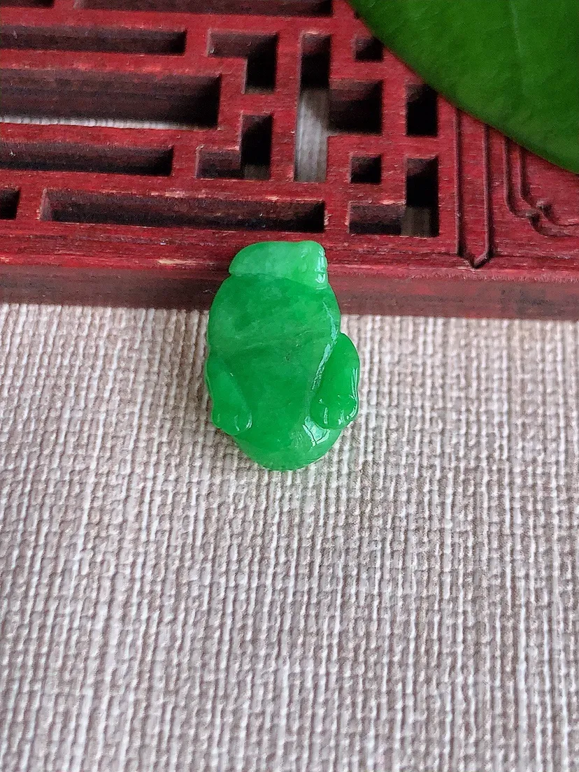 天然A货翡翠满绿招财金件尺寸16.6×11×5m量1.68g 0709