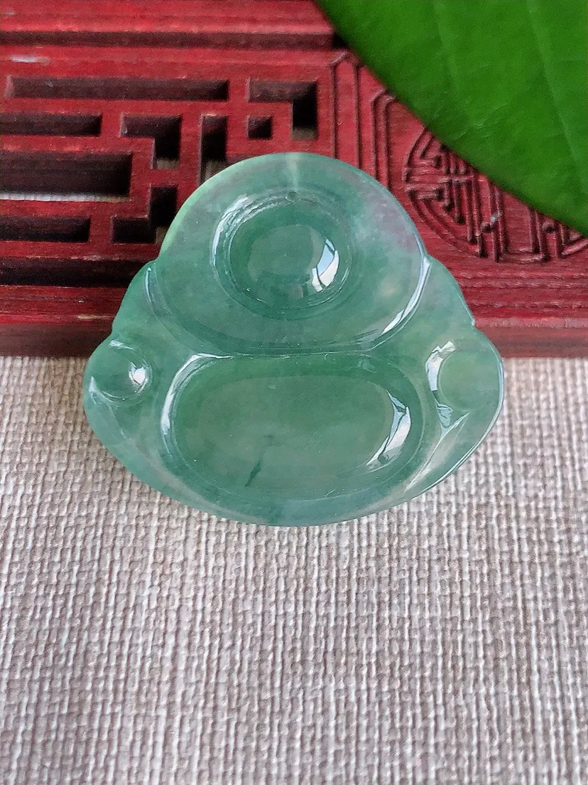天然A货翡翠晴底佛公吊坠尺寸31.3×34.6×6.8m量11.00g 0709
