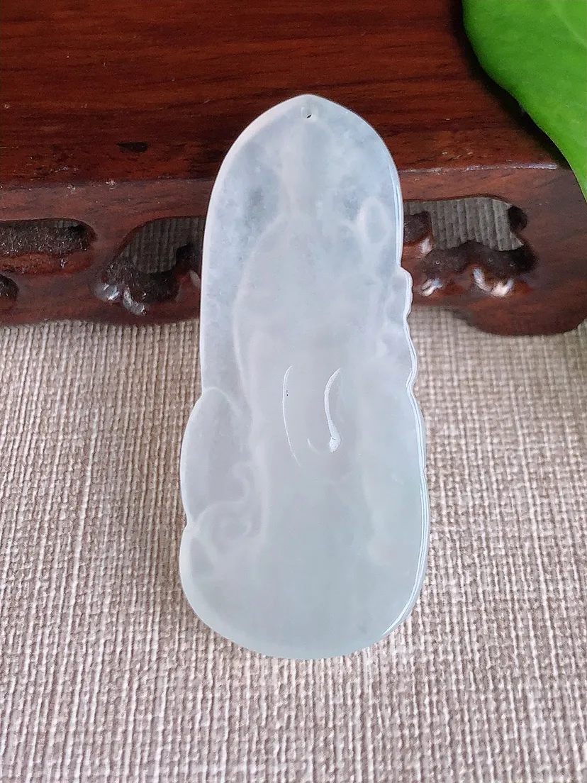 天然A货翡翠白月光普贤菩萨吊坠尺寸53×33×4.4m量11.26g 0709