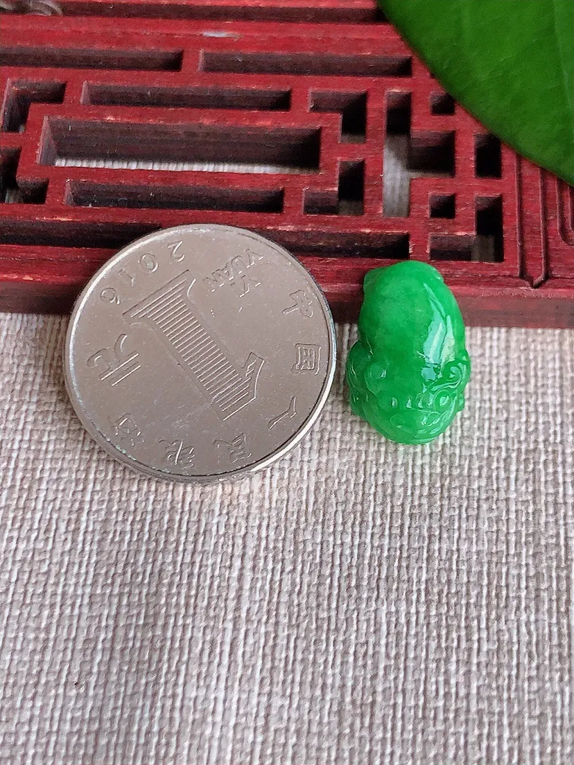 天然A货翡翠满绿招财金件尺寸16.6×11×5m量1.68g 0709