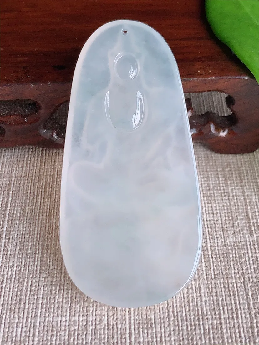 天然A货翡翠白月光普贤菩萨吊坠尺寸60×28.7×5m量19.68g 0709