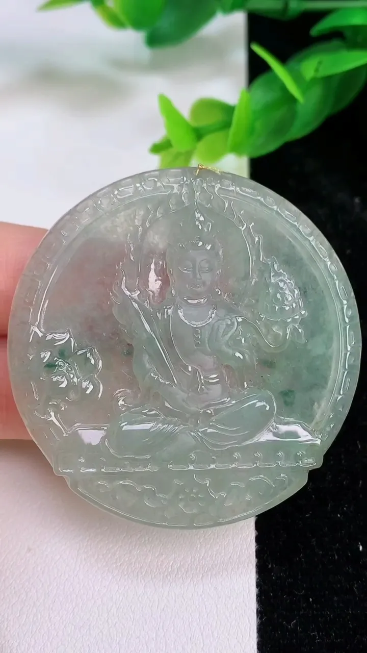 天然A货翡翠虚空藏观音菩萨吊坠，尺寸50.3-5，重量:23.50g
7月10日