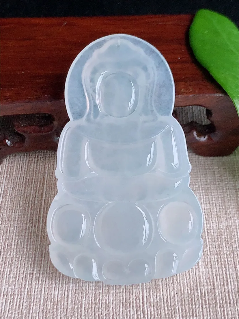 天然A货翡翠白月光大正装观音吊坠尺寸65.5×39.4×5.7m量29.00g 0710