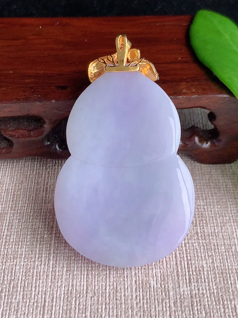 天然A货翡翠冰润18K紫罗兰大葫芦吊坠尺寸55×47.5×32.4×12.2m量34.22g 071