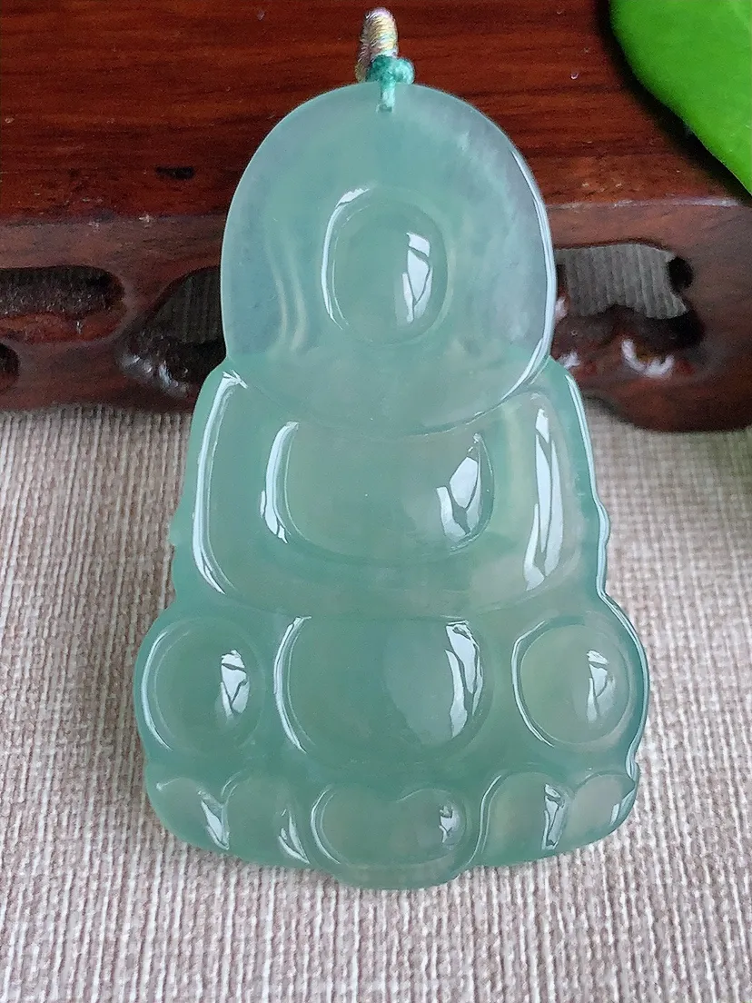天然A货翡翠晴水正装观音吊坠尺寸56.8×35.2×5.5m量18.92g 0710