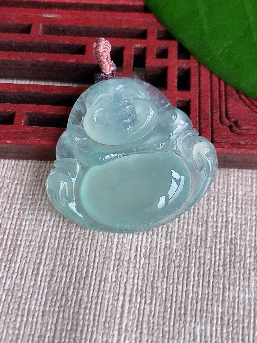 天然A货翡翠晴水佛公吊坠尺寸28×30.6×6m量8.65g 0710