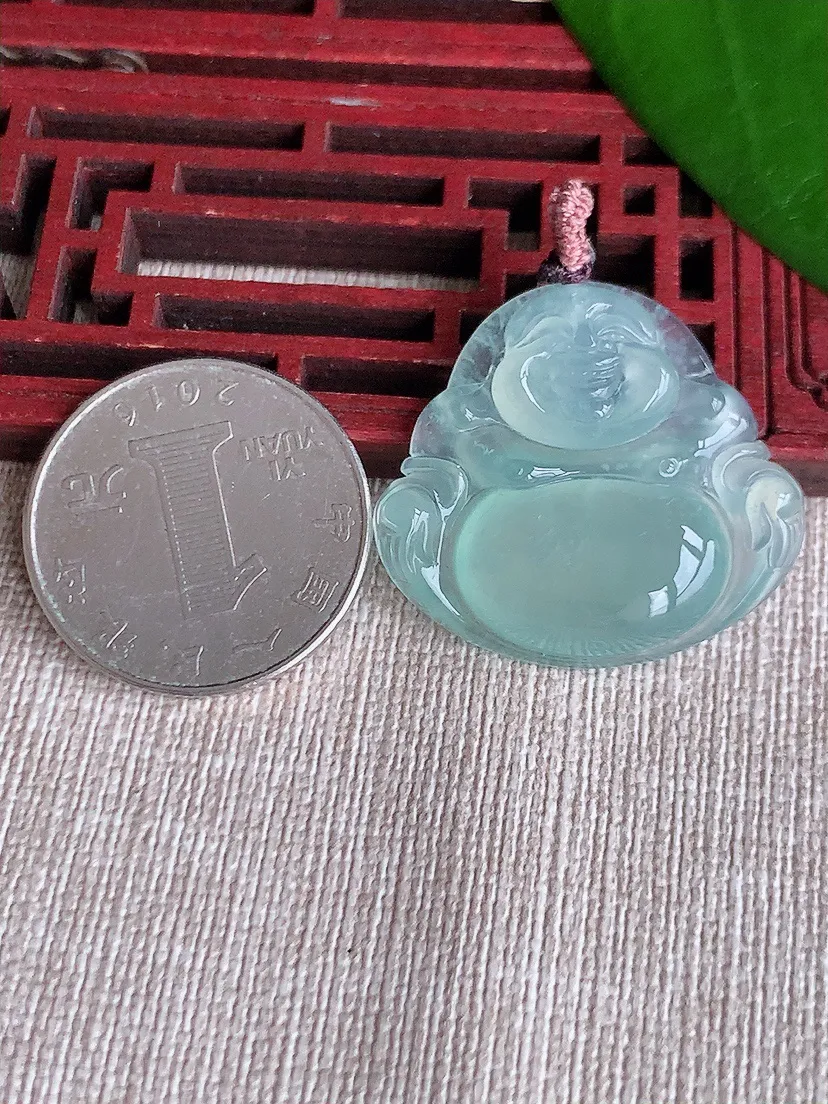 天然A货翡翠晴水佛公吊坠尺寸28×30.6×6m量8.65g 0710
