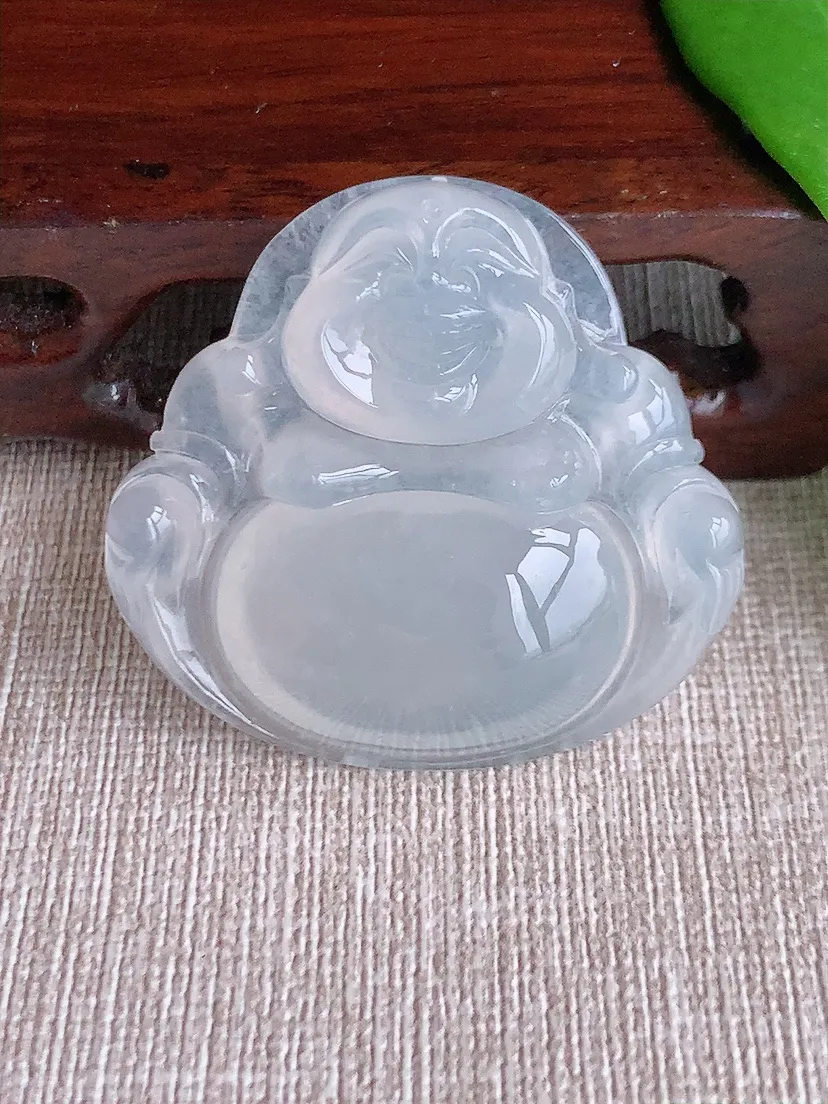 天然A货翡翠白月光大佛公吊坠尺寸37.5×40.4×8.8m量19.72g 0710