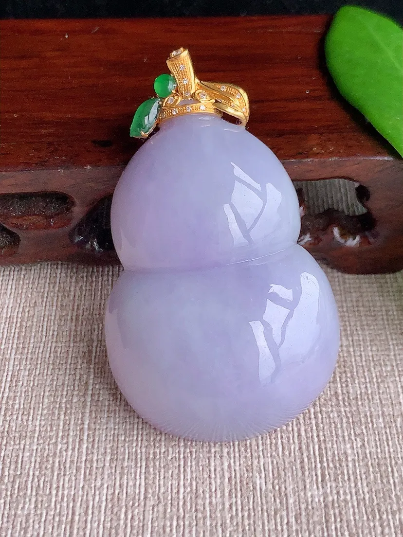 天然A货翡翠冰润18K紫罗兰大葫芦吊坠尺寸55×47.5×32.4×12.2m量34.22g 0710