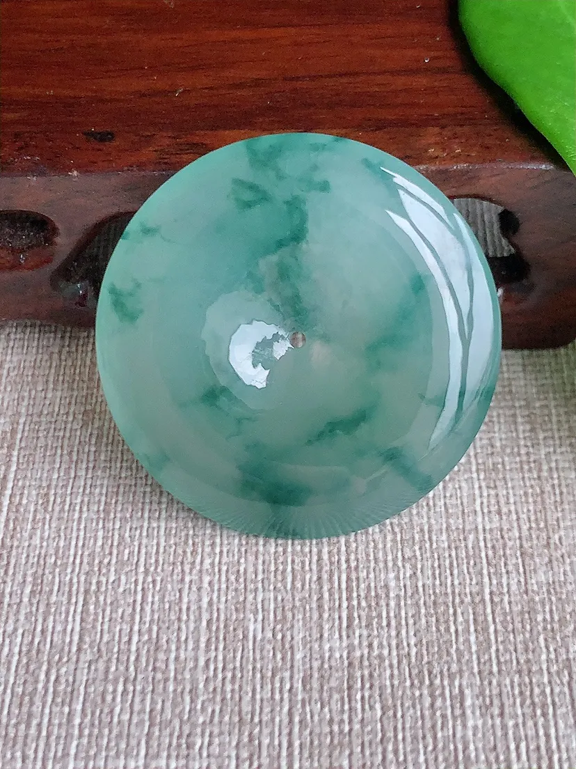 天然A货翡翠飘花大平安扣吊坠尺寸36.8×5.8m量16.84g 0710