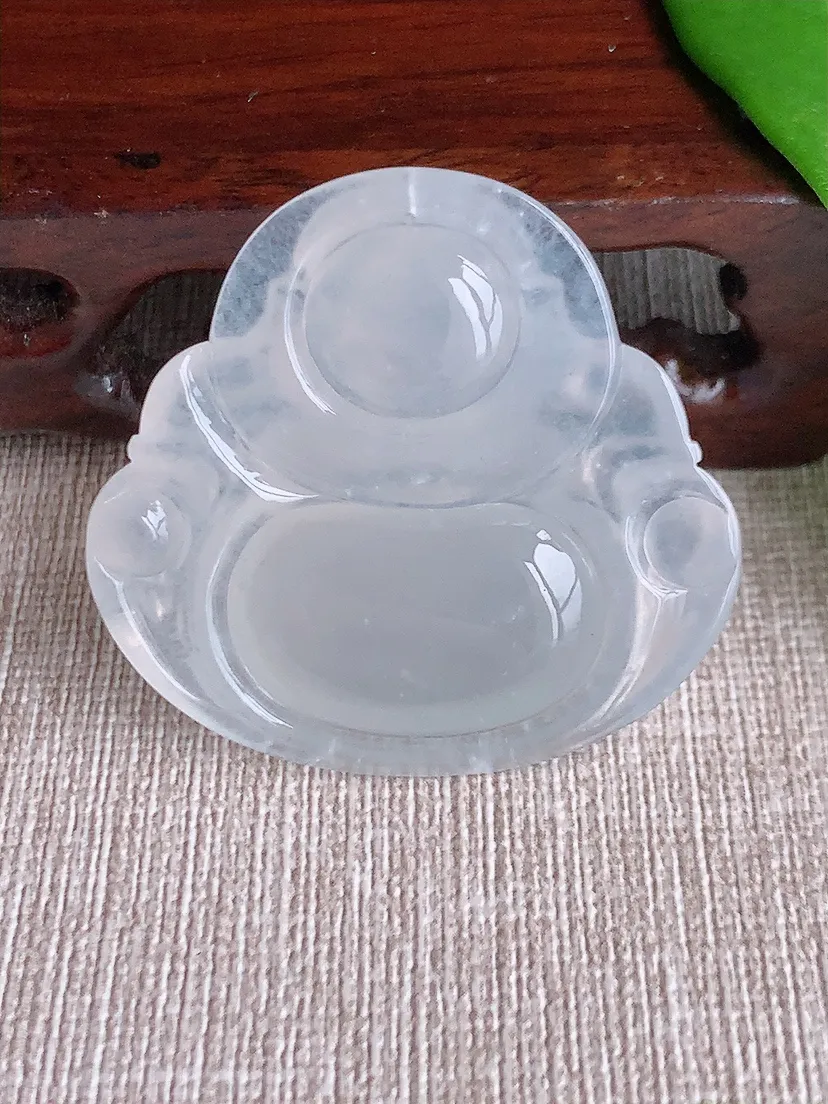 天然A货翡翠白月光大佛公吊坠尺寸37.5×40.4×8.8m量19.72g 0710