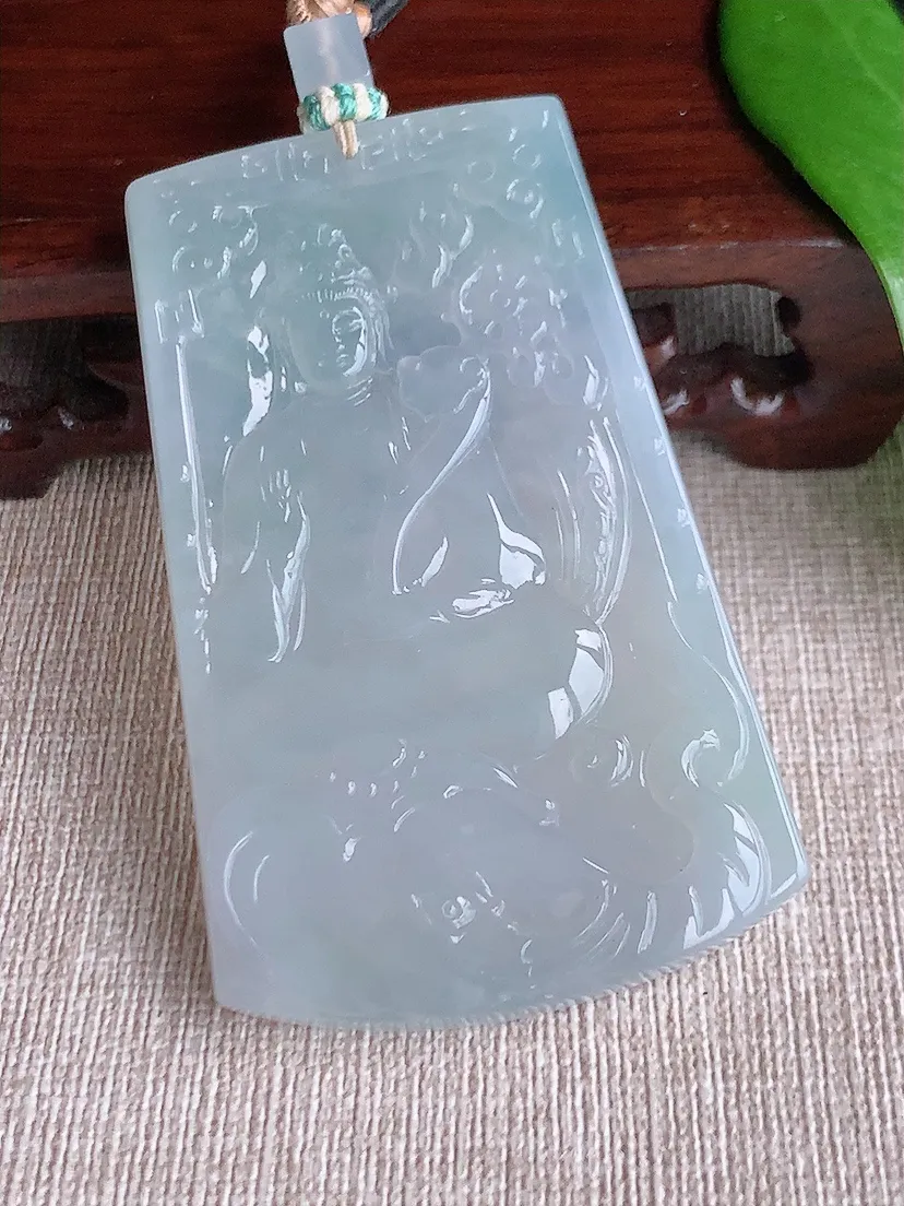 天然A货翡翠普贤菩萨吊坠尺寸66.2×41.3×5.3m量43.80g 0710