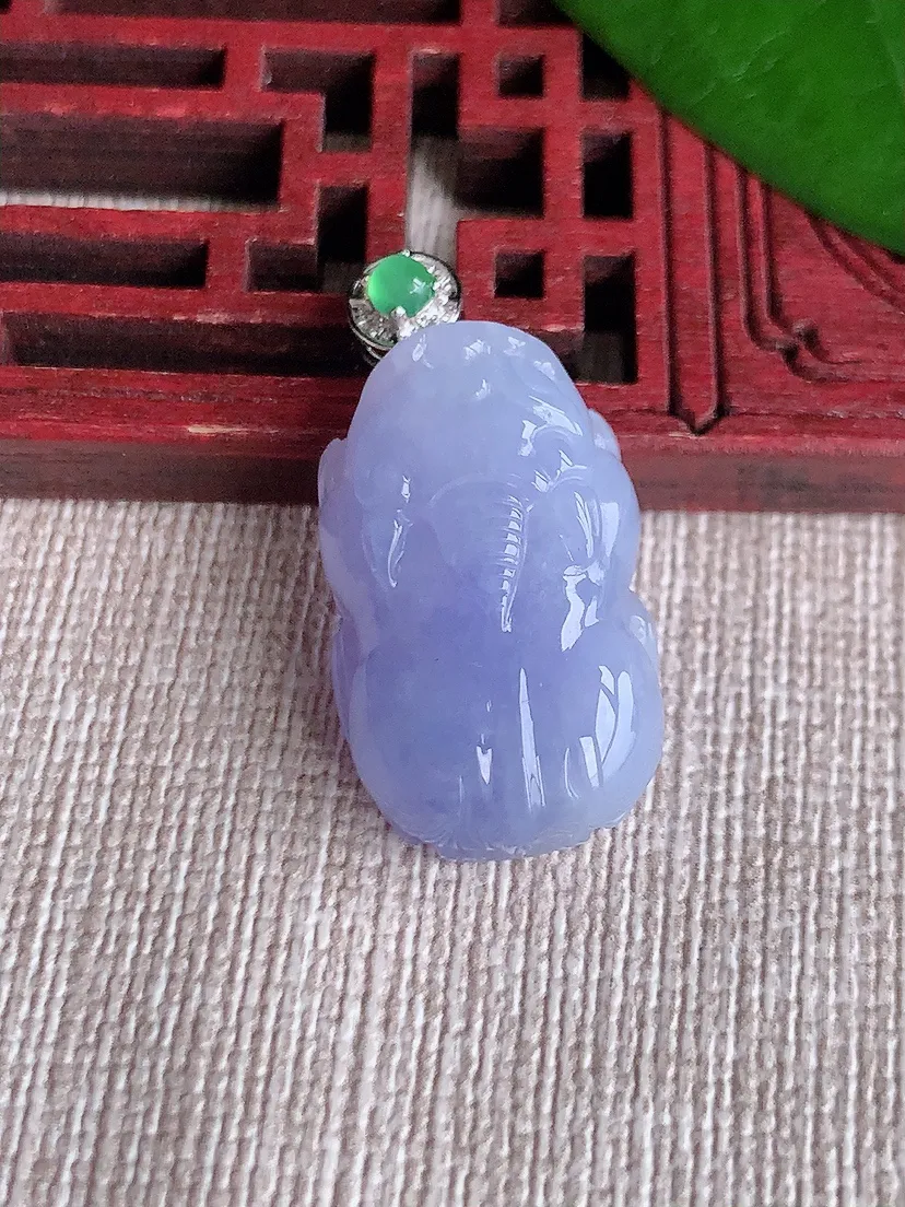 天然A货翡翠18K金扣头紫罗兰招财貔貅吊坠尺寸29.6×23.4×14.5×7.7m量6.30g 0710