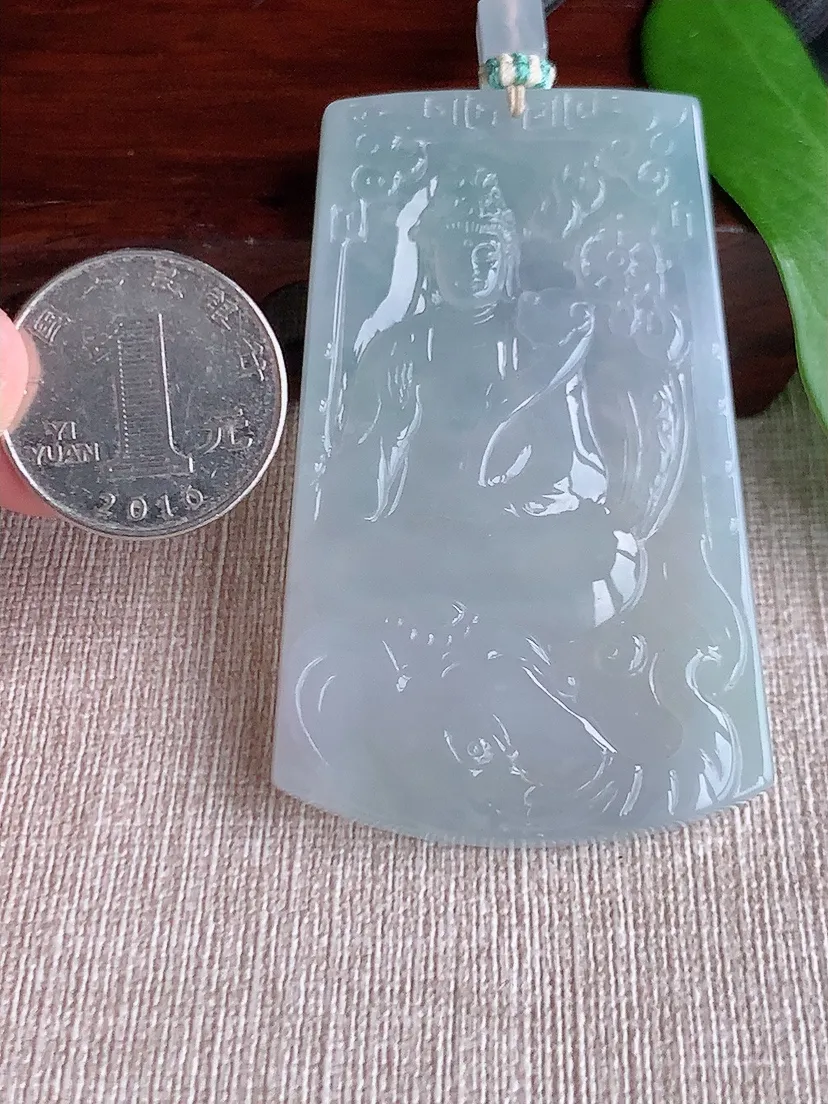 天然A货翡翠普贤菩萨吊坠尺寸66.2×41.3×5.3m量43.80g 0710