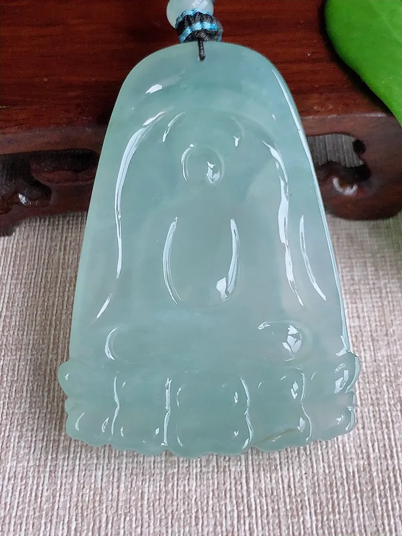 天然A货翡翠晴水阿弥陀佛吊坠 尺寸63.8×44×6.6m量45.32g 0710