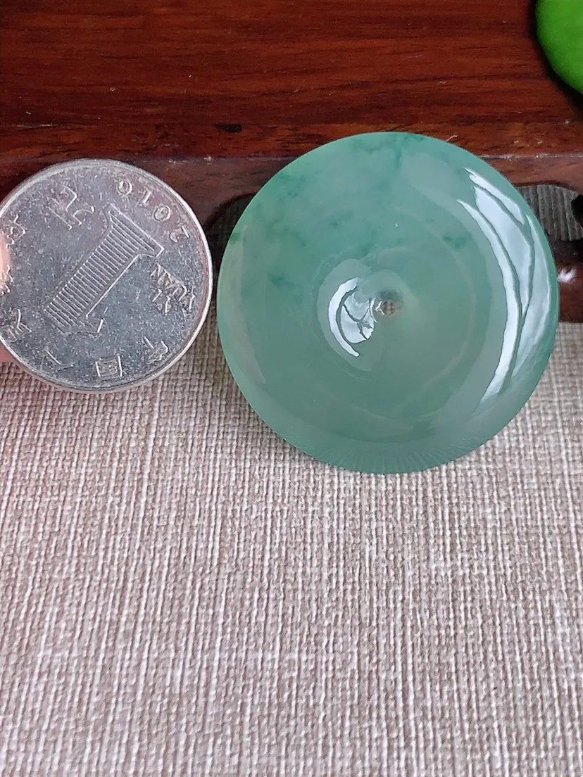 天然A货翡翠飘花大平安扣吊坠尺寸36×6m量16.30g 0711