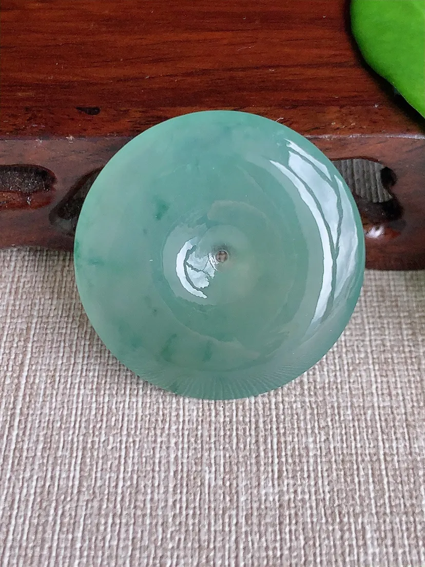 天然A货翡翠飘花大平安扣吊坠尺寸36×6m量16.30g 0711