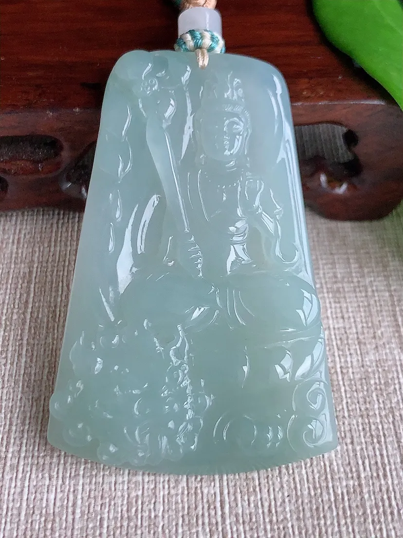 天然A货翡翠晴水文殊菩萨吊坠尺寸58.4×37.4×5m量30.30g 0711