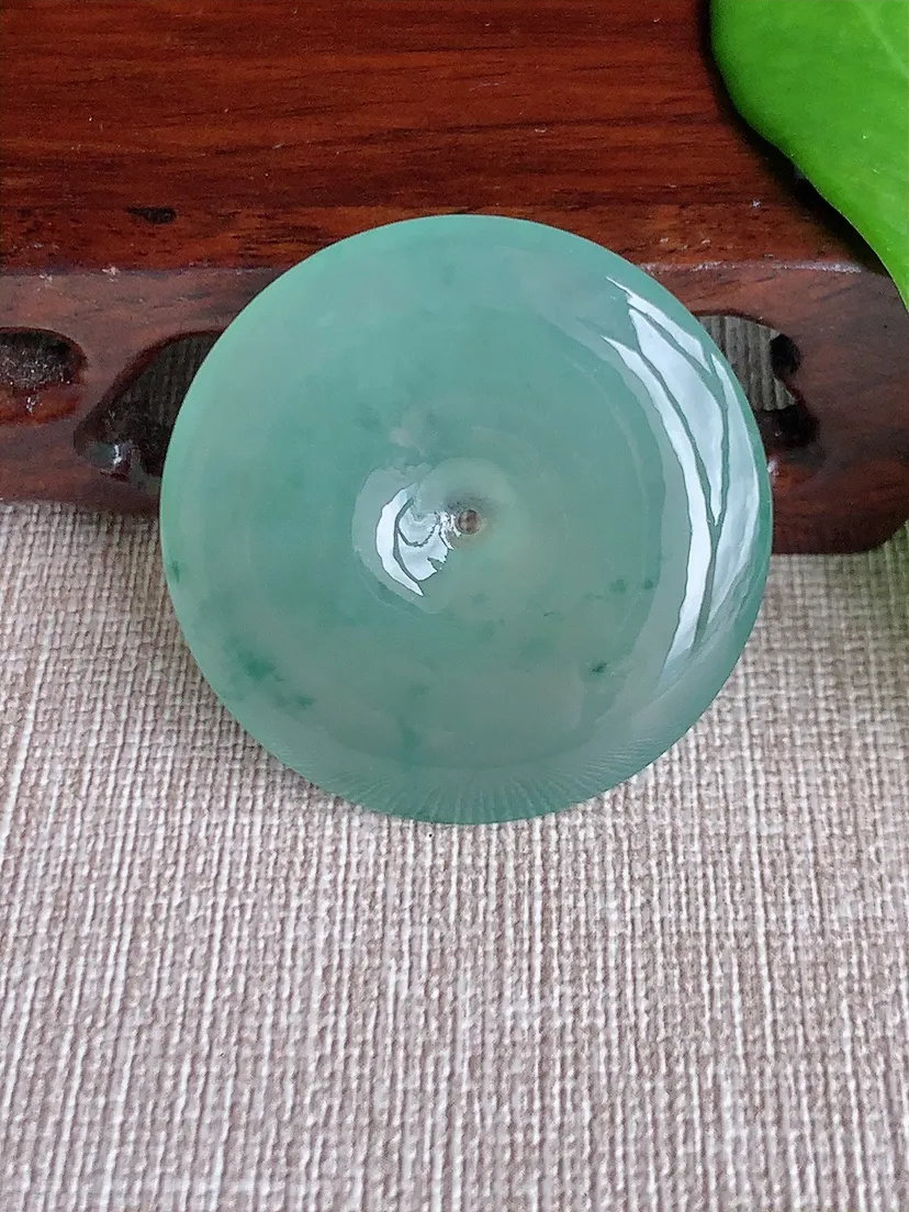 天然A货翡翠飘花大平安扣吊坠尺寸36×6m量16.30g 0711