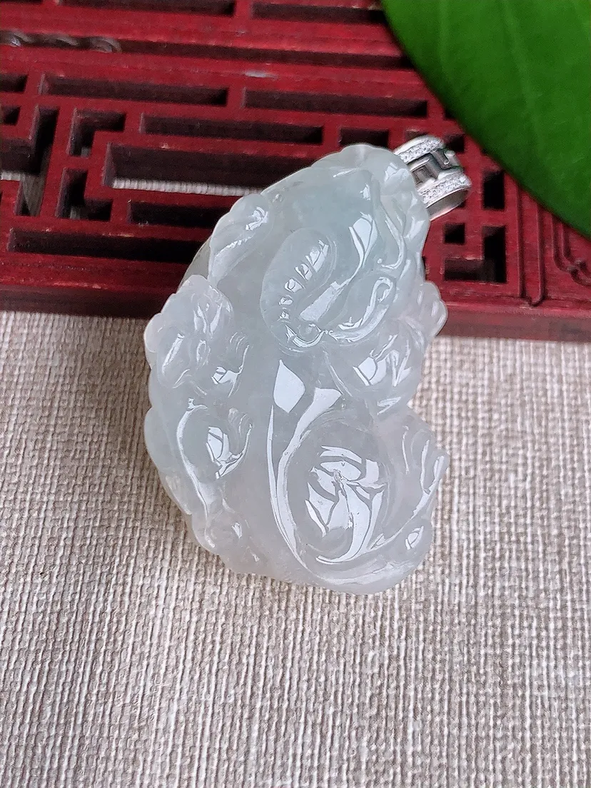 天然A货翡翠18K子母招财貔貅吊坠尺寸43.4×29×19.4m量39.67g 0712