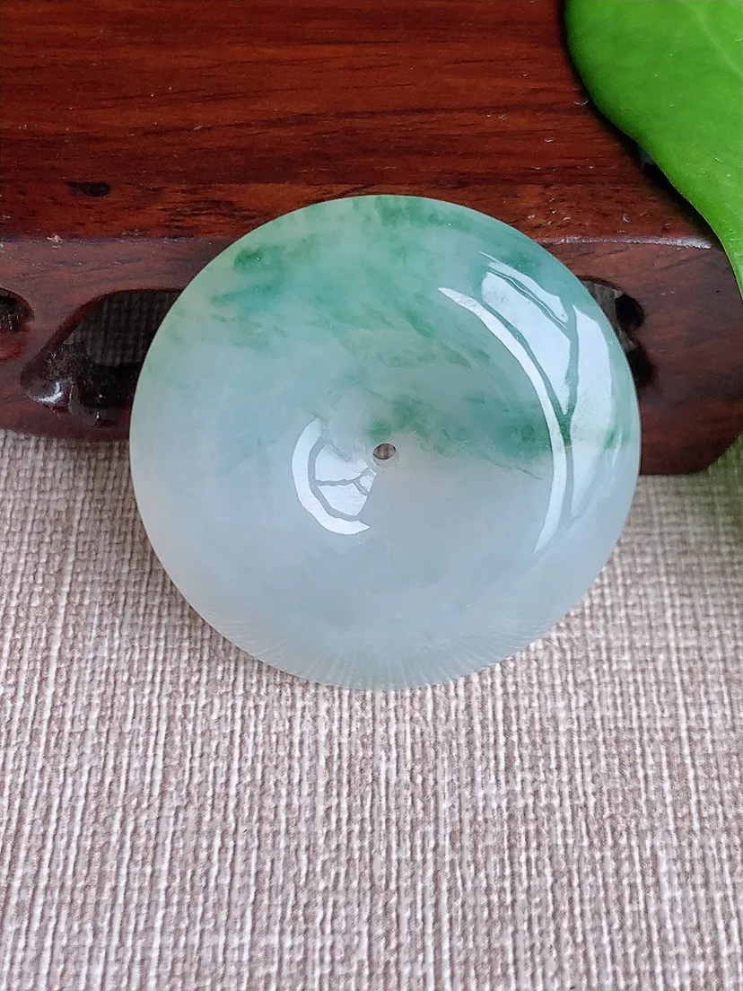 天然A货翡翠飘花大平安扣吊坠尺寸35×8.6m量21.66g 0712