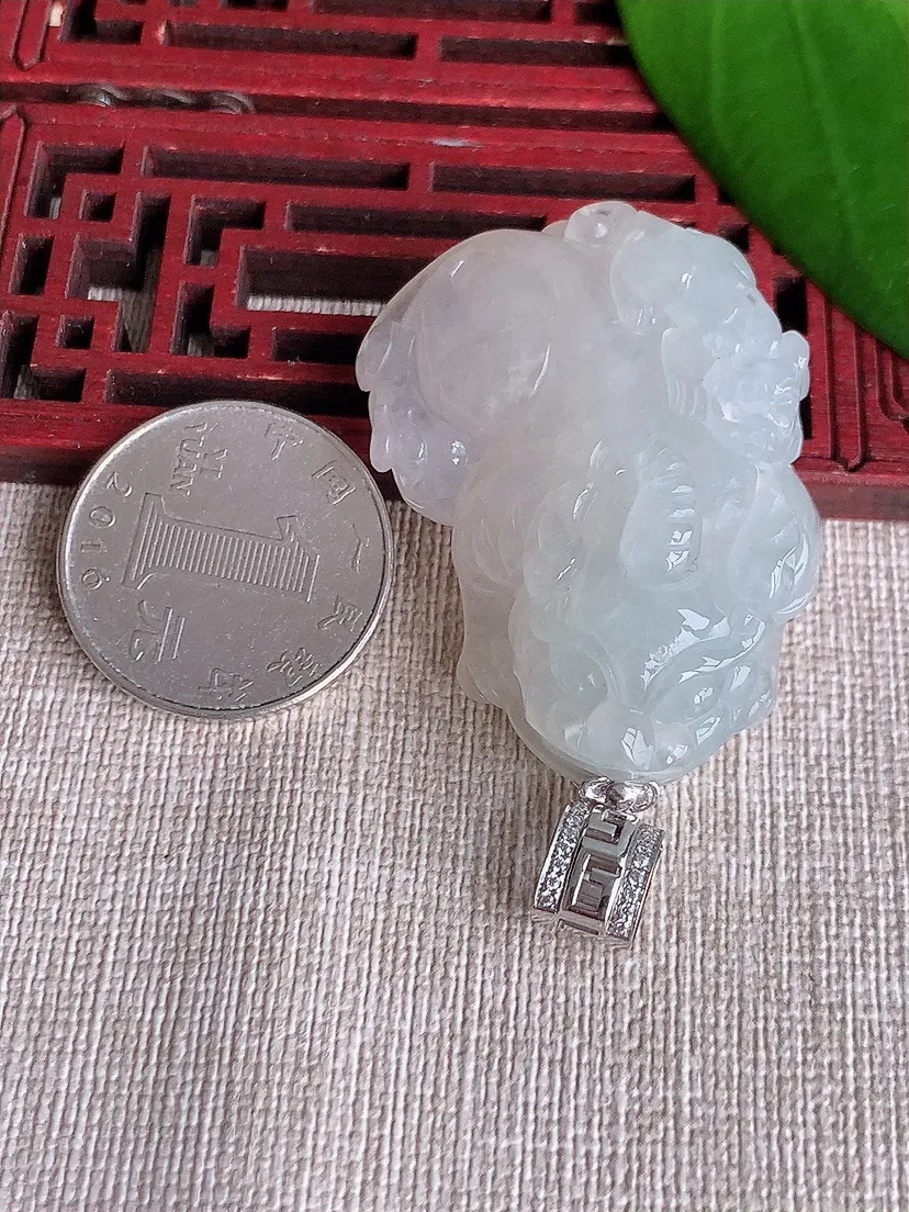 天然A货翡翠18K子母招财貔貅吊坠尺寸43.4×29×19.4m量39.67g 0712