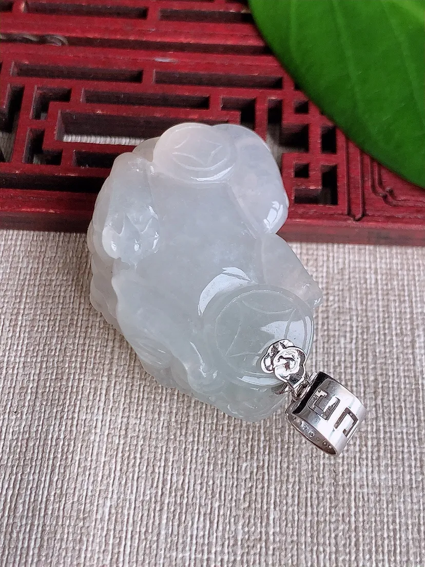 天然A货翡翠18K子母招财貔貅吊坠尺寸43.4×29×19.4m量39.67g 0712