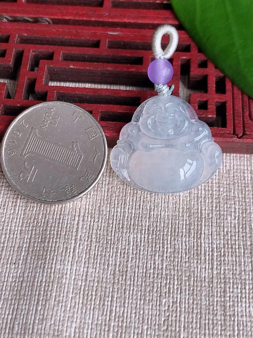 天然A货翡翠一刀切白月光佛公吊坠尺寸22.5×26×5.7m量5.94g 0712