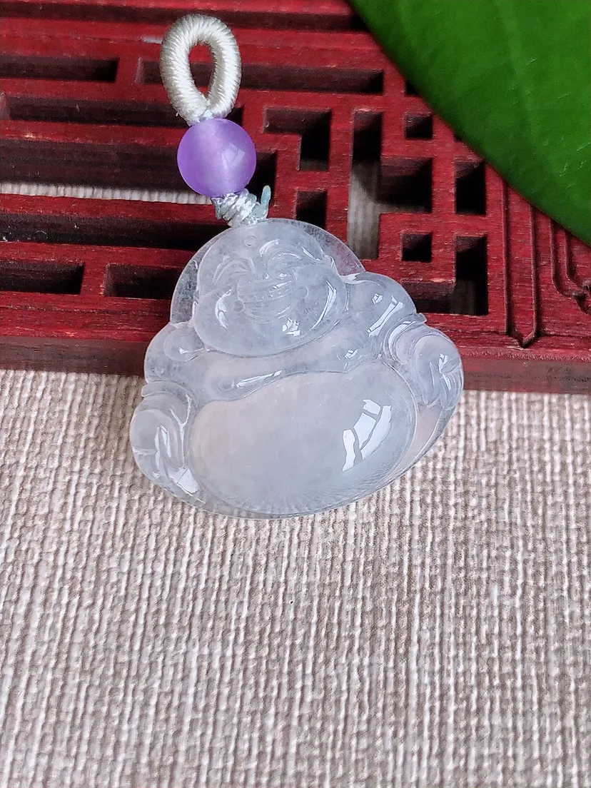 天然A货翡翠一刀切白月光佛公吊坠尺寸22.5×26×5.7m量5.94g 0712