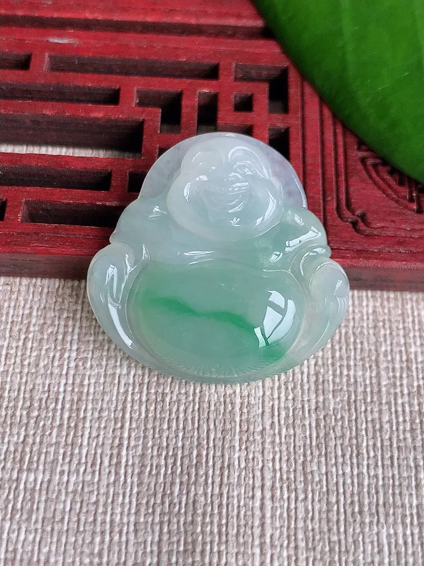 天然A货翡翠飘绿佛公吊坠尺寸28×28.8×5.8m量7.12g 0713
