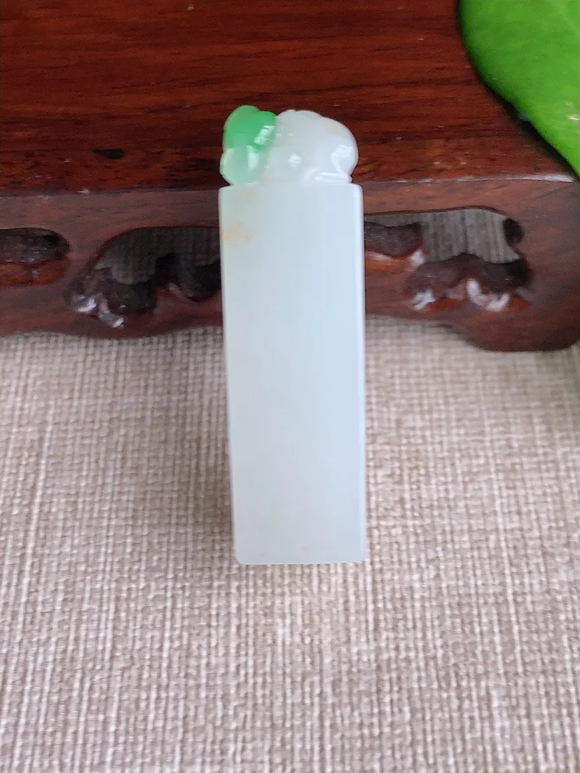 天然A货翡翠黄加绿双彩招财金蟾印章尺寸40×11.6×11.4m量17.30g 0713