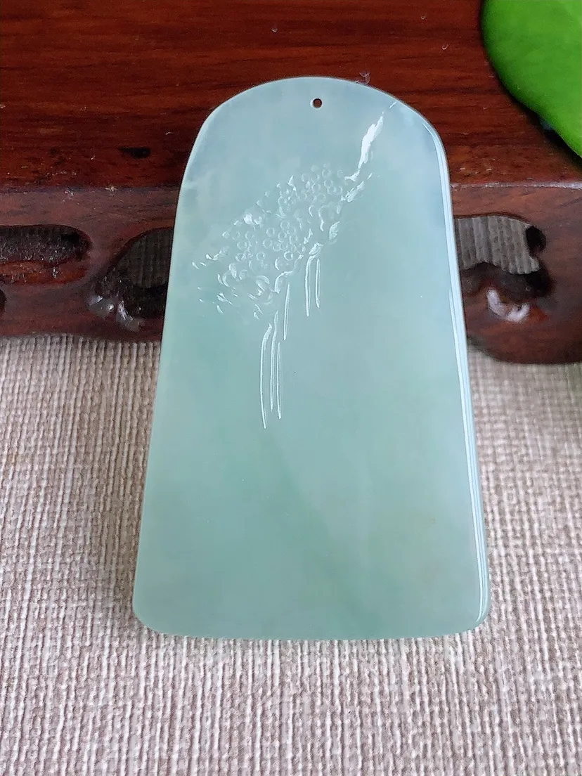 天然A货翡翠晴水意境山水牌吊坠 尺寸50.2×31.4×5.7m量19.30g 0713