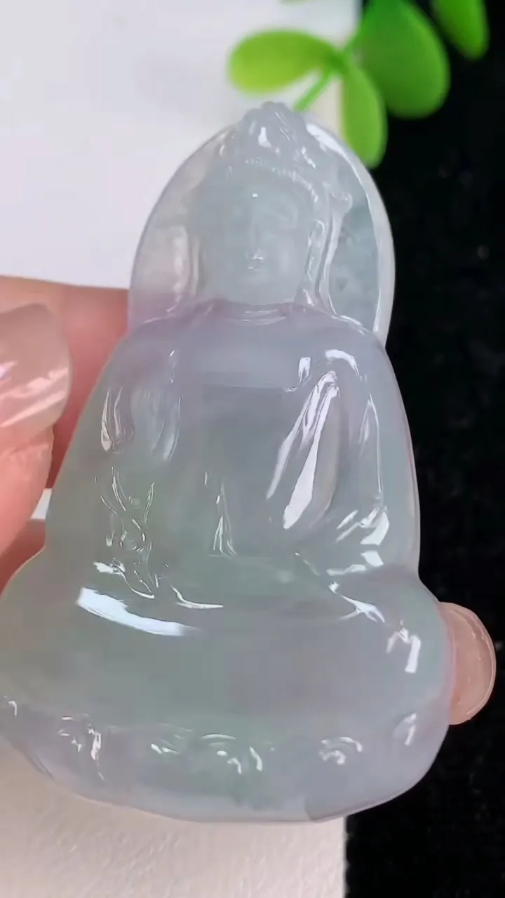 天然A货翡翠观音菩萨吊坠，尺寸50.7-31-5.8，重量:15.06g
7月14日