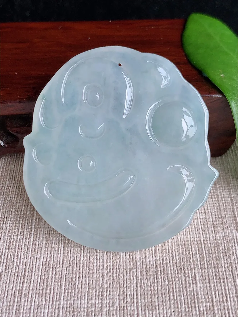 天然A货翡翠飘花普贤菩萨吊坠尺寸52.5×50×5.3m量30.34g 0713 2
