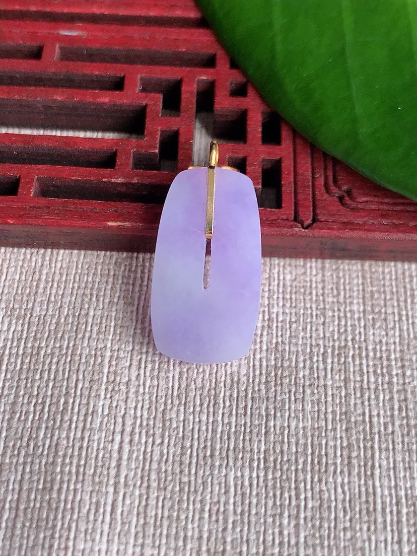 天然A货翡翠18K紫罗兰平安环吊坠尺寸27×22.4×12.4×3.2m量2.85g 0713
