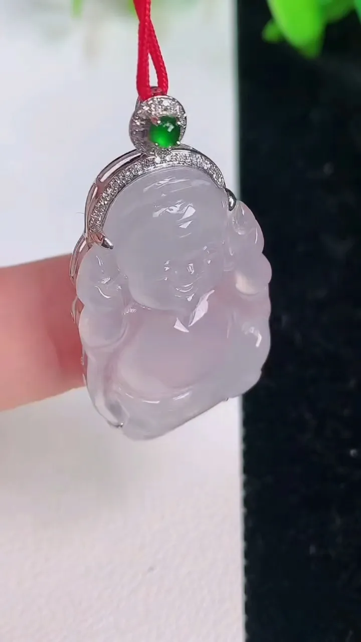 天然A货翡翠种白冰财神爷吊坠，尺寸35.6-29-19.2-7.4，重量:5.24g
7月15日
