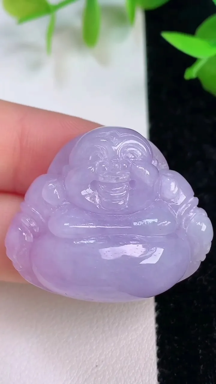 天然A货翡翠紫罗兰佛公吊坠，尺寸28.8-33.8-12.2，重量:20.16g
7月16日