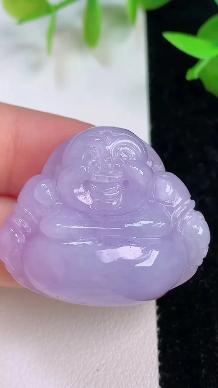 天然A货翡翠紫罗兰佛公吊坠，尺寸28.8-33.8-12.2，重量:20.16g
7月16日