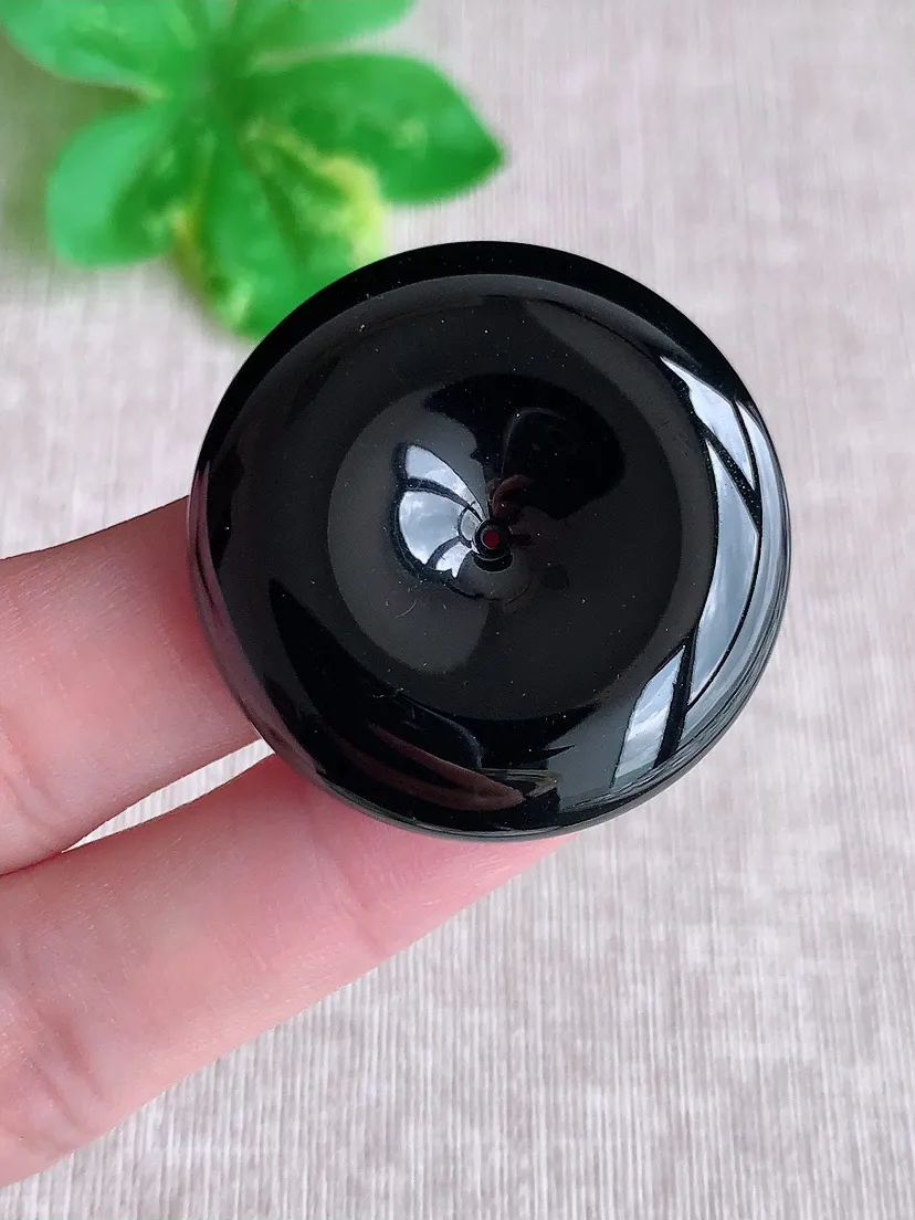 天然A货翡翠墨翠平安扣吊坠 打灯全透尺寸33.3×7m量17.73g 0715
